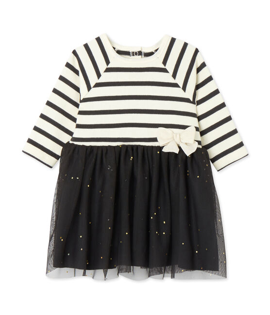 Baby Girl tutu dress COQUILLE beige/CAPECOD grey