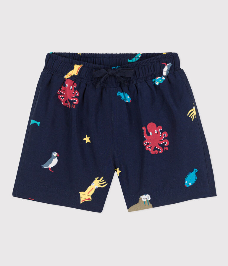 Babies' Recycled Fabric Swim Shorts MEDIEVAL blue/MULTICO white