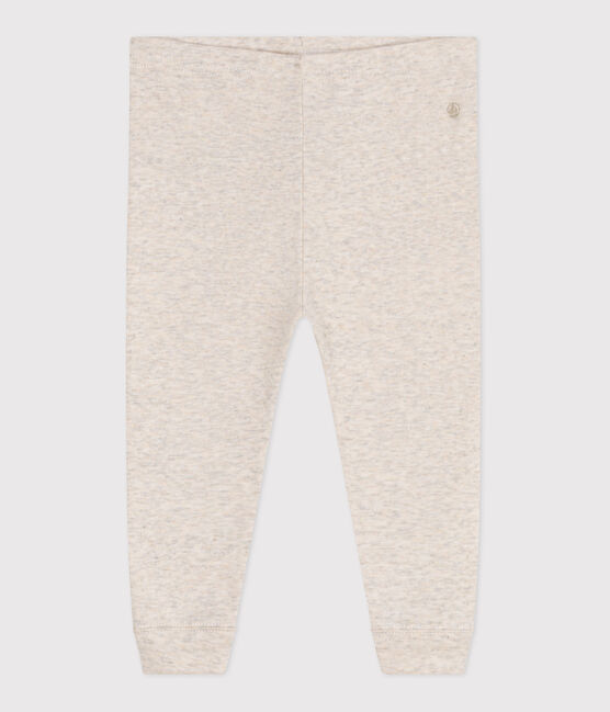 Babies' plain cotton leggings MONTELIMAR CHINE beige