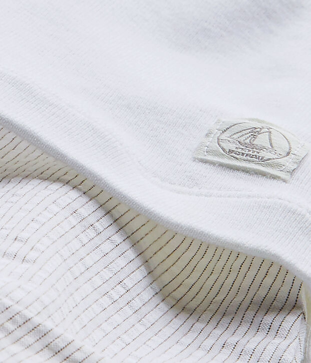 Baby boys' dual-fabric romper white/beige