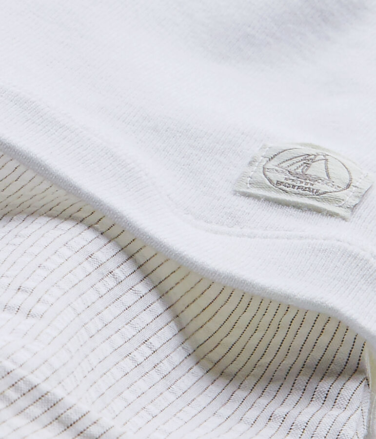 Baby boys' dual-fabric romper white/beige