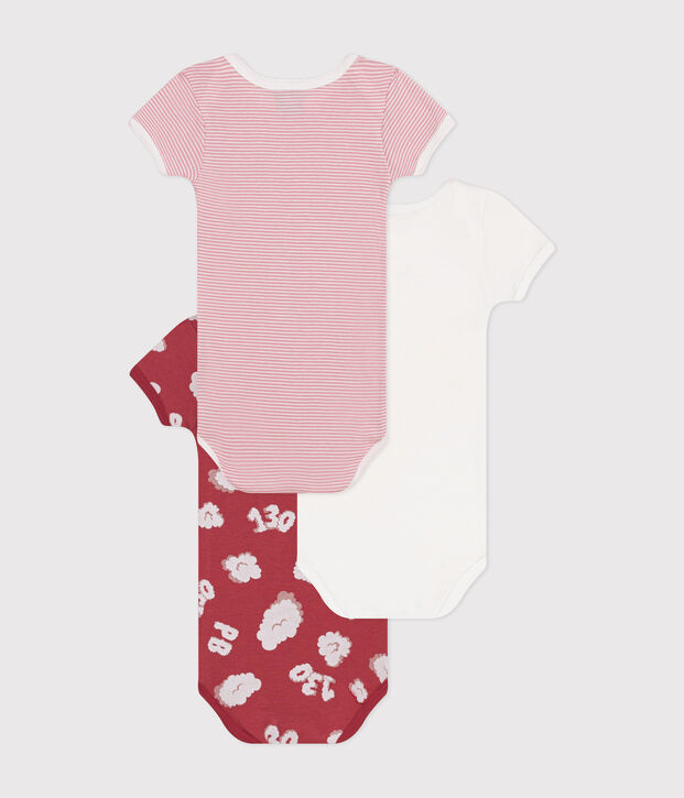 Babies' short-sleeved cotton bodysuits - 3-Pack multicolor