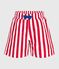 Children's stripy cotton swim shorts MARSHMALLOW red/SPI