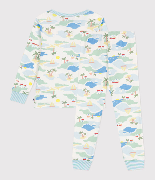 Children's printed cotton pyjamas white/multicolor