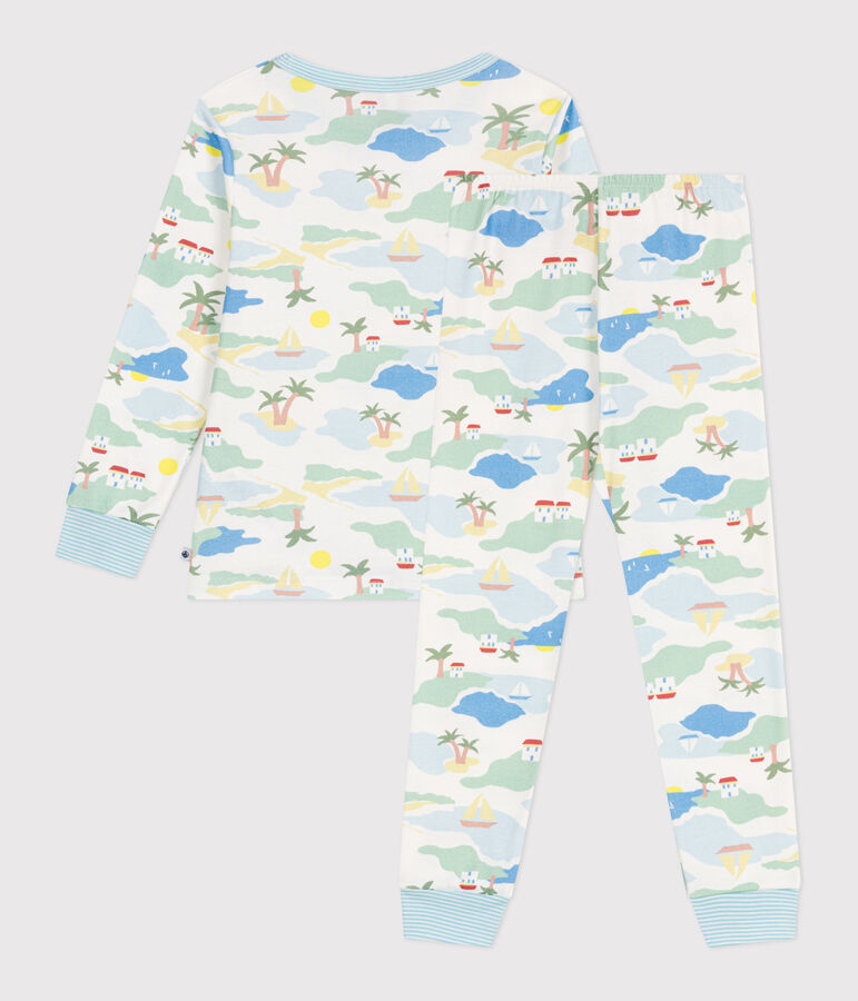 Children's printed cotton pyjamas white/multicolor