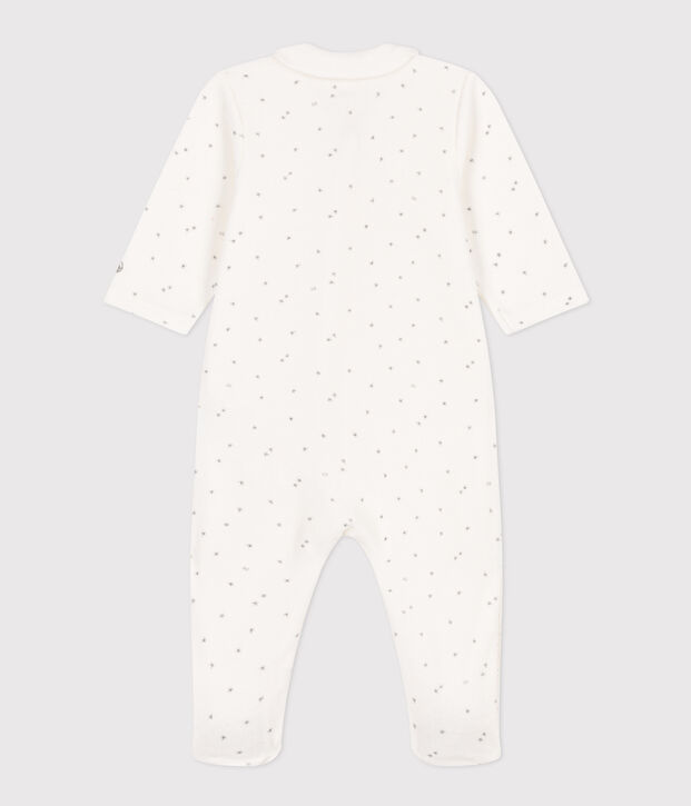 Babies' Starry Velour Pyjamas white/grey