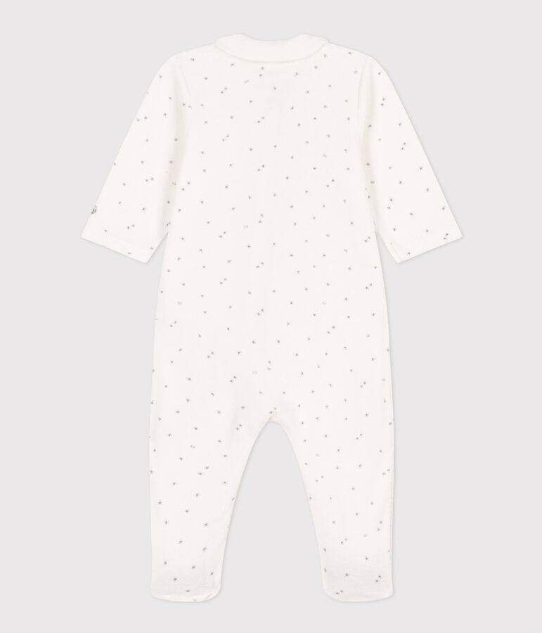 Babies' Starry Velour Pyjamas white/grey