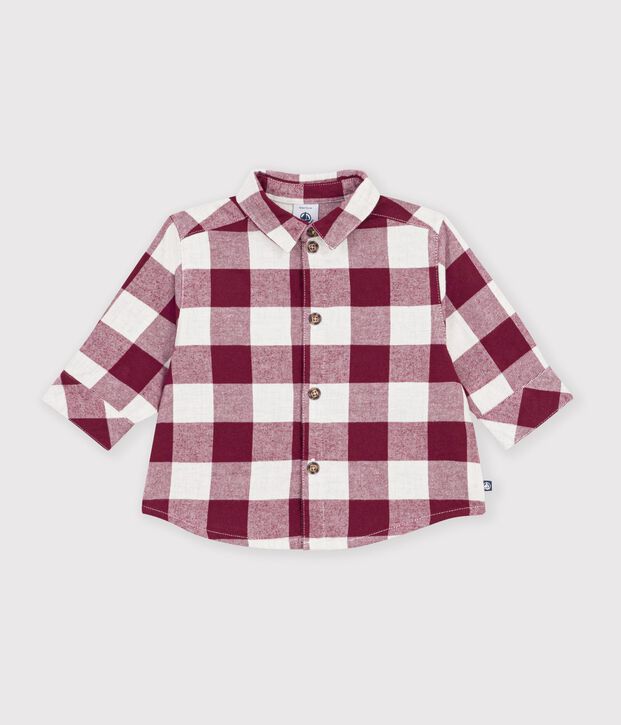 Babies' checked flannel shirt brown/beige