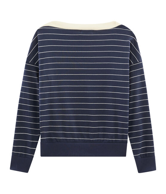 Women's Long-Sleeved Sweatshirt SMOKING blue/COQUILLE beige