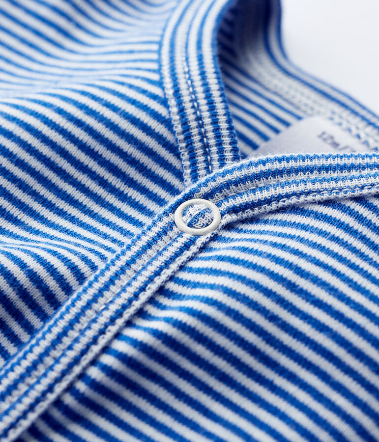 Babies' Blue Striped Footless Cotton Sleepsuit blue/white