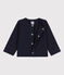 Babies' Plain Thick Jersey Cardigan SMOKING blue