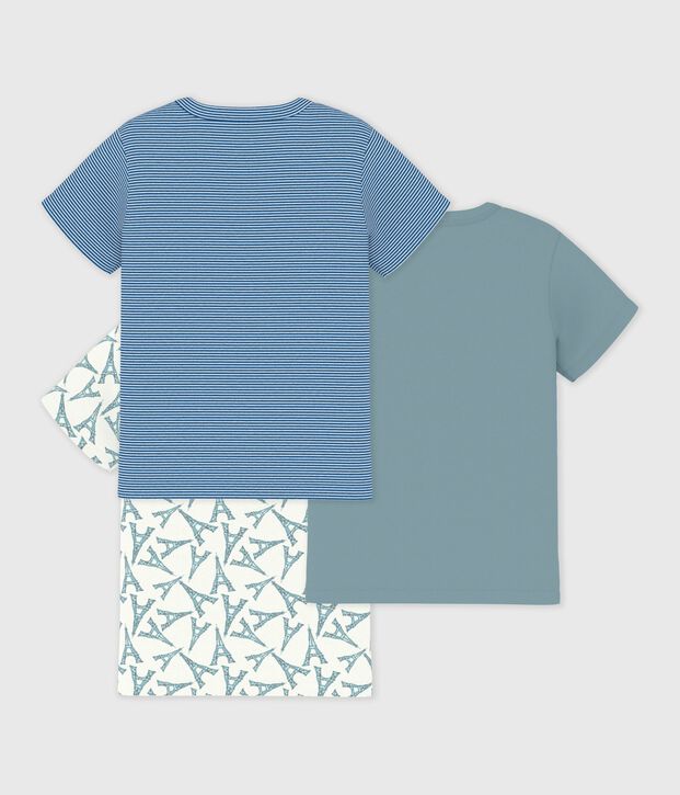 Pack of children's short-sleeved cotton T-shirts with Eiffel Tower design multicolor