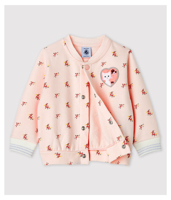 Baby Girls' Print Fleece Baseball Jacket FLEUR pink/MULTICO white