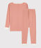 Children's Unisex Pinstriped Snugfit Cotton Pyjamas BRANDY pink/MARSHMALLOW white