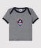 Baby Boys' Short-Sleeved Cotton T-Shirt SMOKING blue/MARSHMALLOW white