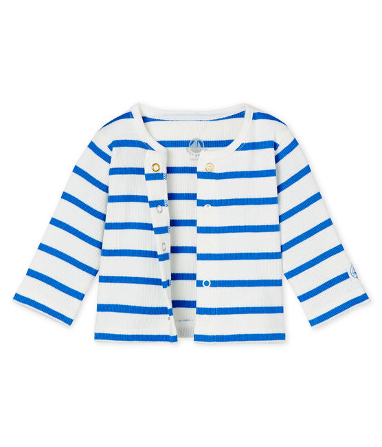 Unisex baby striped cardigan MARSHMALLOW white/COOL blue