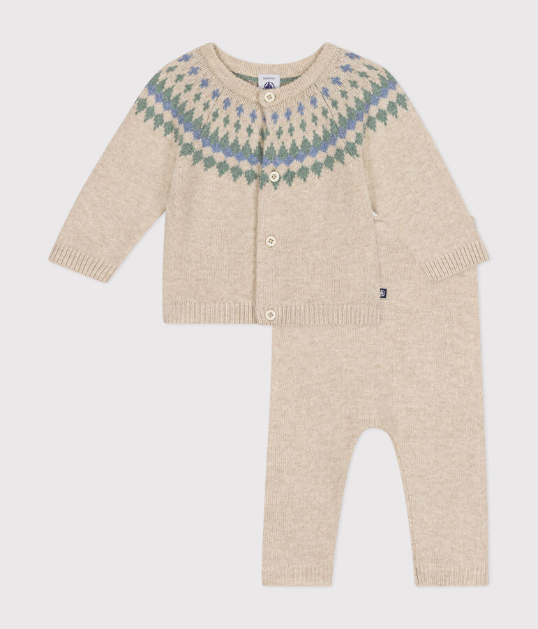 Babies' 2-piece knitwear set Ecru/multicolor
