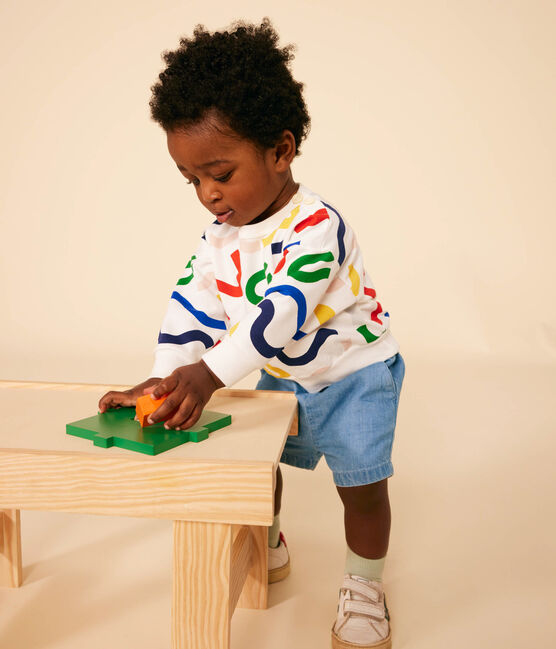 Babies' Lightweight Fleece Sweatshirt MARSHMALLOW white/MULTICO white