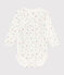 Babies' long-sleeved wrapover cotton bodysuit MARSHMALLOW white/MULTICO white