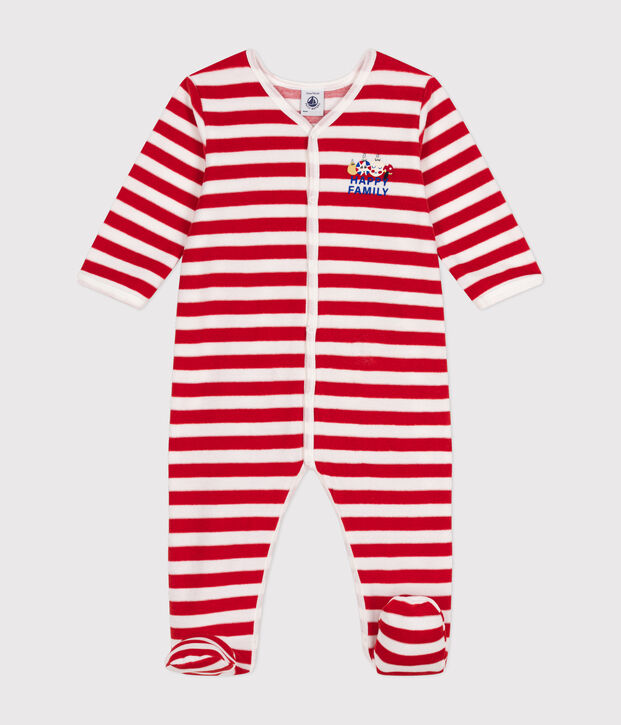 Babies' velour Christmas pyjamas red/white
