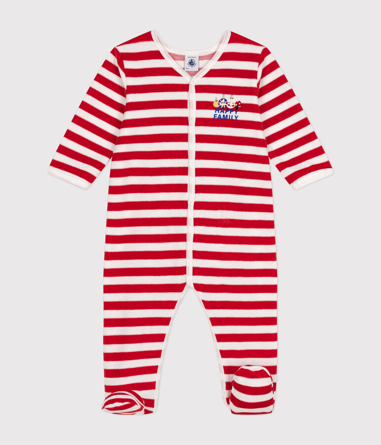 Babies' velour Christmas pyjamas red/white