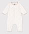 Babies' long openwork knit cotton playsuit MILK