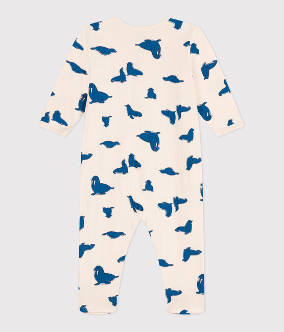 Babies' walrus pattern tube-knit pyjamas AVALANCHE white/MULTICO