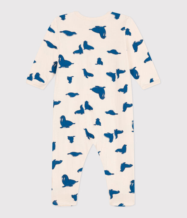 Babies' walrus pattern tube-knit pyjamas Ecru/multicolor