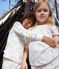 Children's Short Cotton Rainbow Print Pyjamas MARSHMALLOW white/MULTICO white
