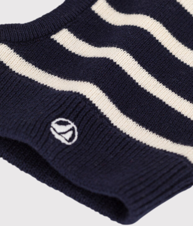 Babies' Striped Balaclava blue/ecru