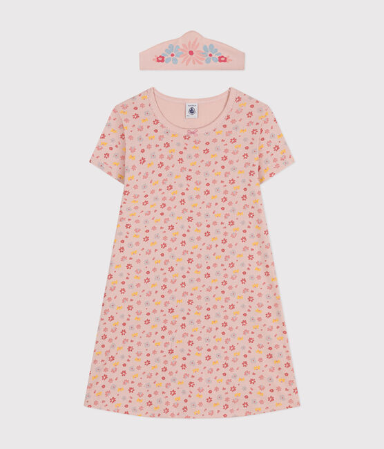 Children's Cotton Floral Patterned Nightdress and Diadem SALINE pink/MULTICO white