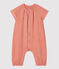 Babies' Plain Organic Cotton Gauze Long Playsuit PAPAYE pink