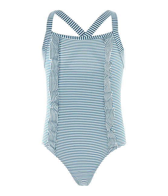 Girls' One-Piece Swimsuit PINEDE green/MARSHMALLOW white