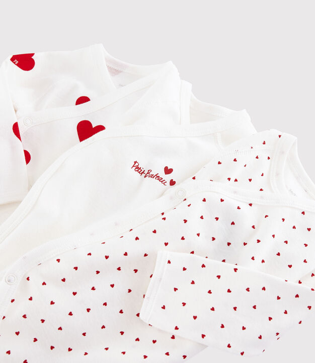 Babies' long-sleeved wrapover red heart pattern bodysuits - 3-Pack multicolor