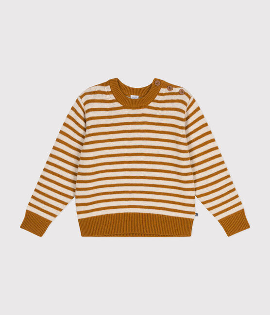 Boys' wool and cotton pullover AVALANCHE white/ECUREUIL