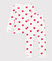 Girls' Snugfit Heart Patterned Cotton Pyjamas MARSHMALLOW white/TERKUIT red