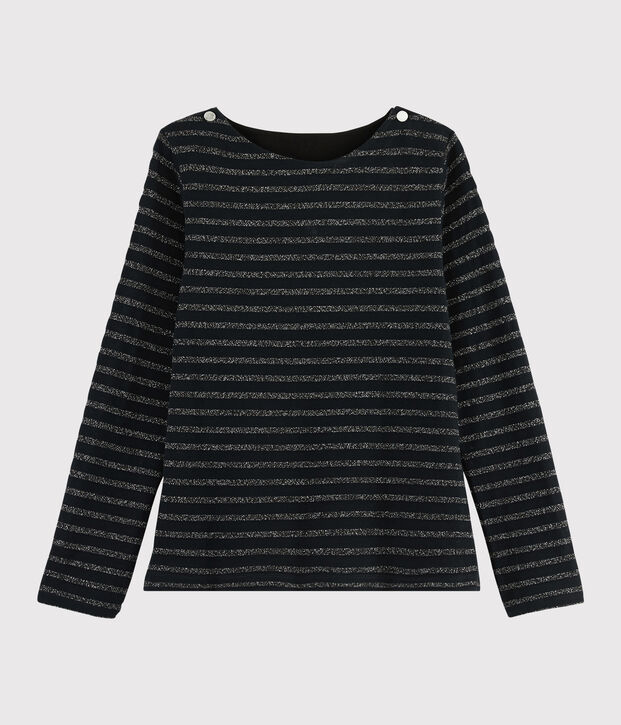 Women's shiny Breton Top black/NOIR ARGENT BRILLANT
