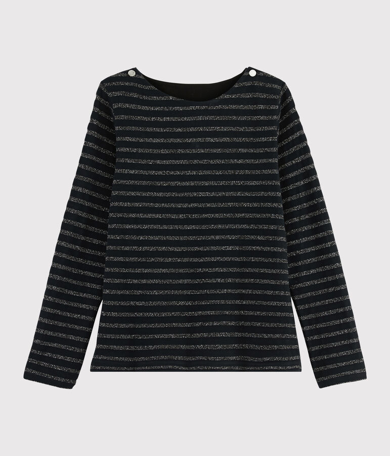 Women's shiny Breton Top black/NOIR ARGENT BRILLANT