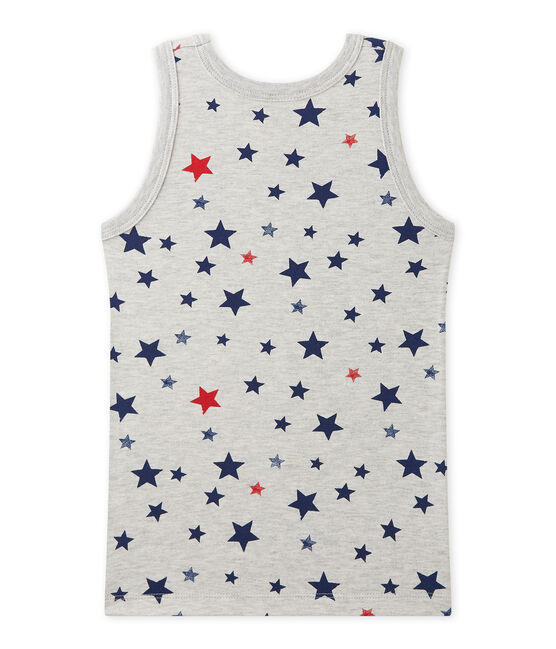 Boy's printed undershirt in stretch jersey BELUGA grey/MULTICO white