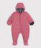 Babies' plain polyester snowsuit pink