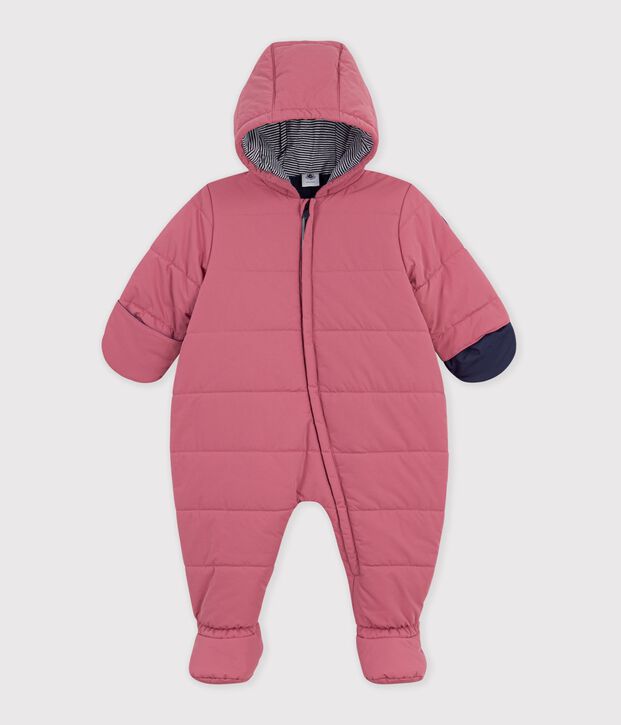 Babies' plain polyester snowsuit pink