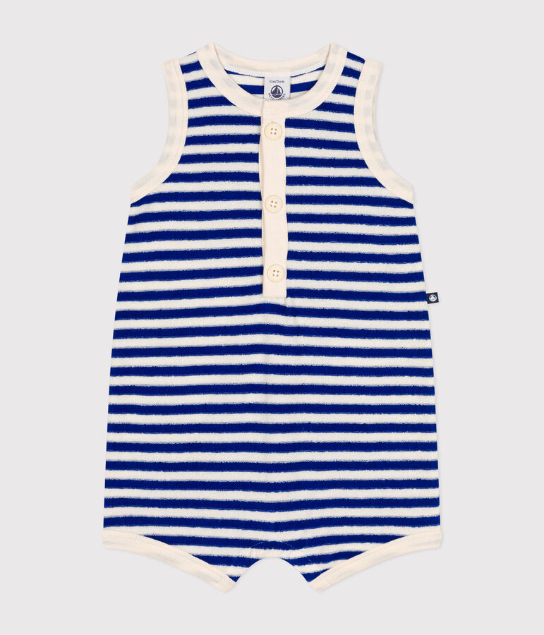 Babies' Terry Short Playsuit blue/ecru
