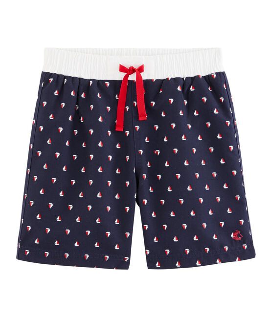 Boys' Print Beach Shorts SUBMARINE blue/MULTICO white
