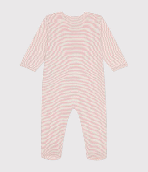 Babies' cotton pyjamas pink/white