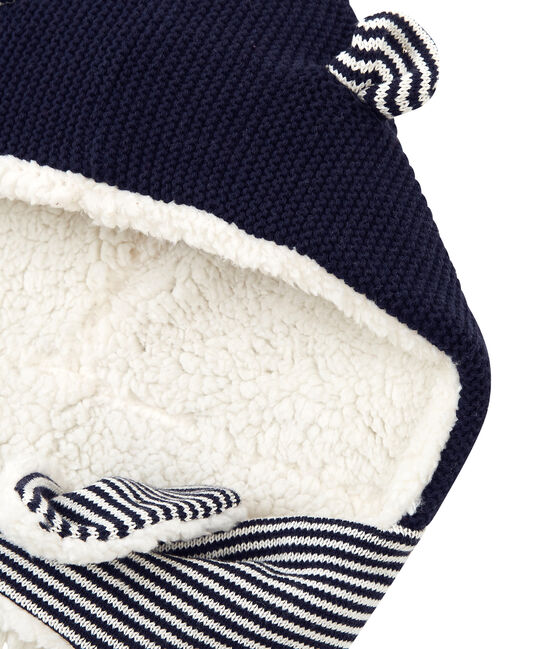 Babies' Knitted Hat Scarf SMOKING blue/MARSHMALLOW white