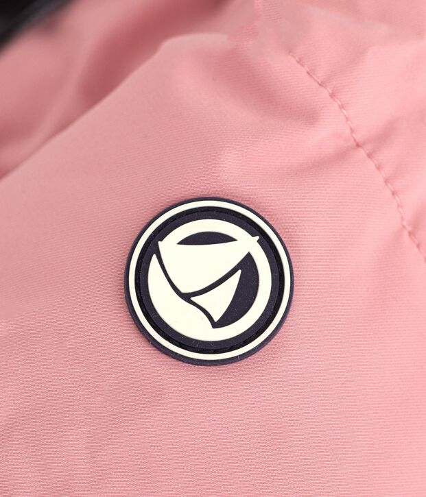 Babies' puffer jacket in plain polyester pink