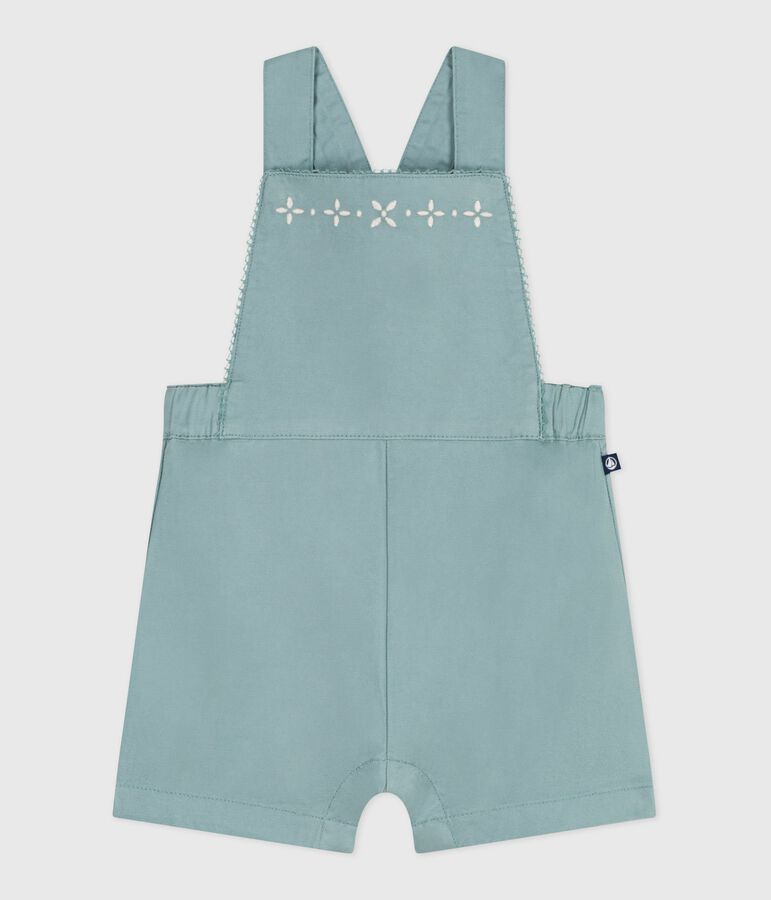 Babies' short-legged plain cotton dungarees green