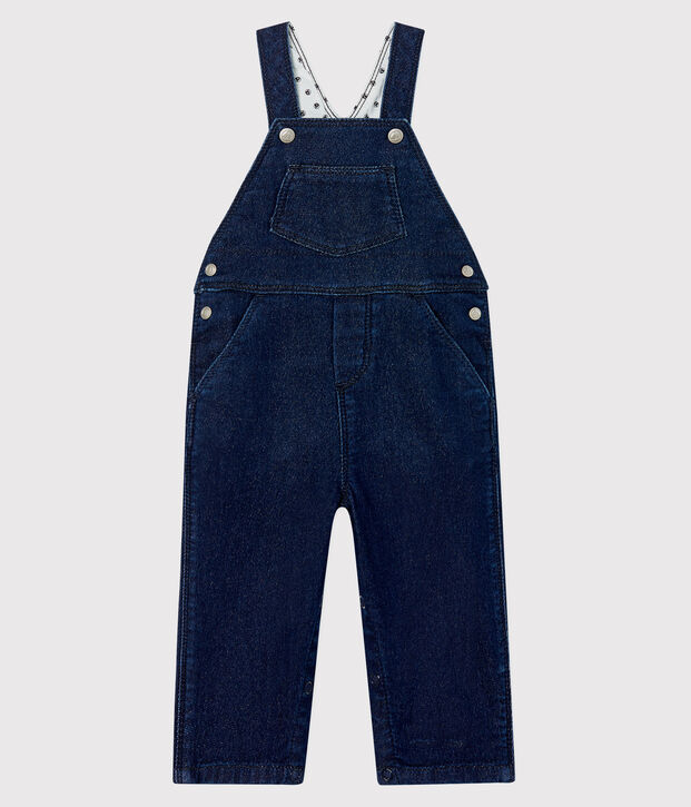 Babies' Denim Fleece Dungarees blue