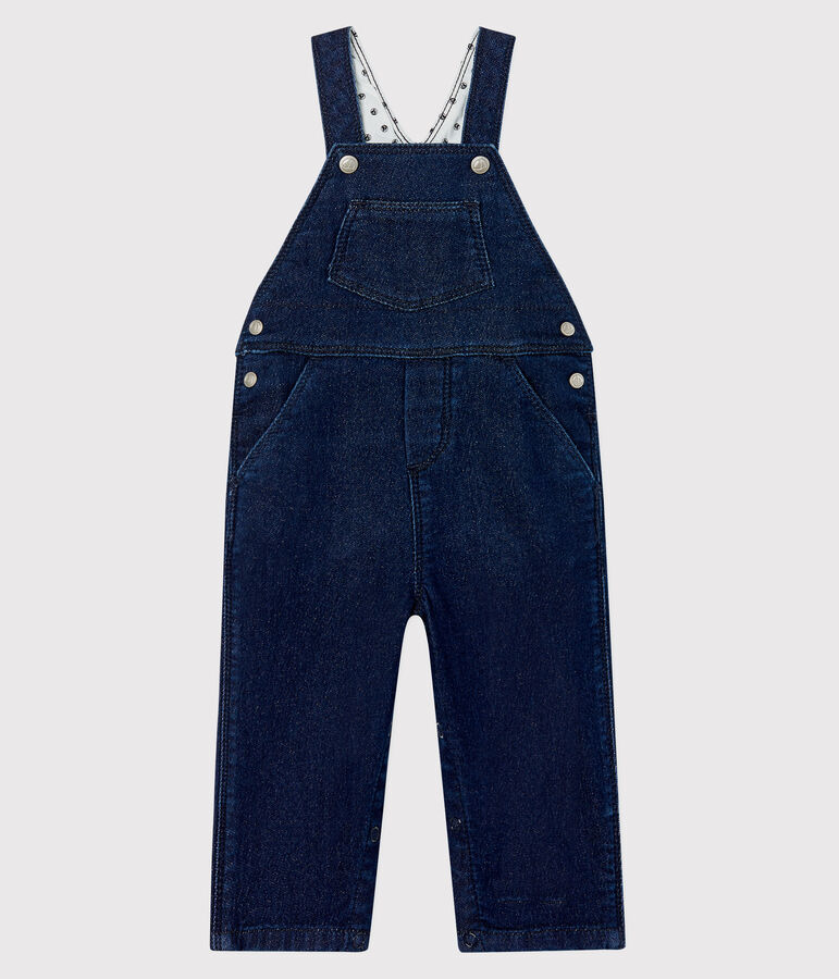 Babies' Denim Fleece Dungarees blue