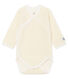 Newborn babies' long-sleeved cotton and wool bodysuit